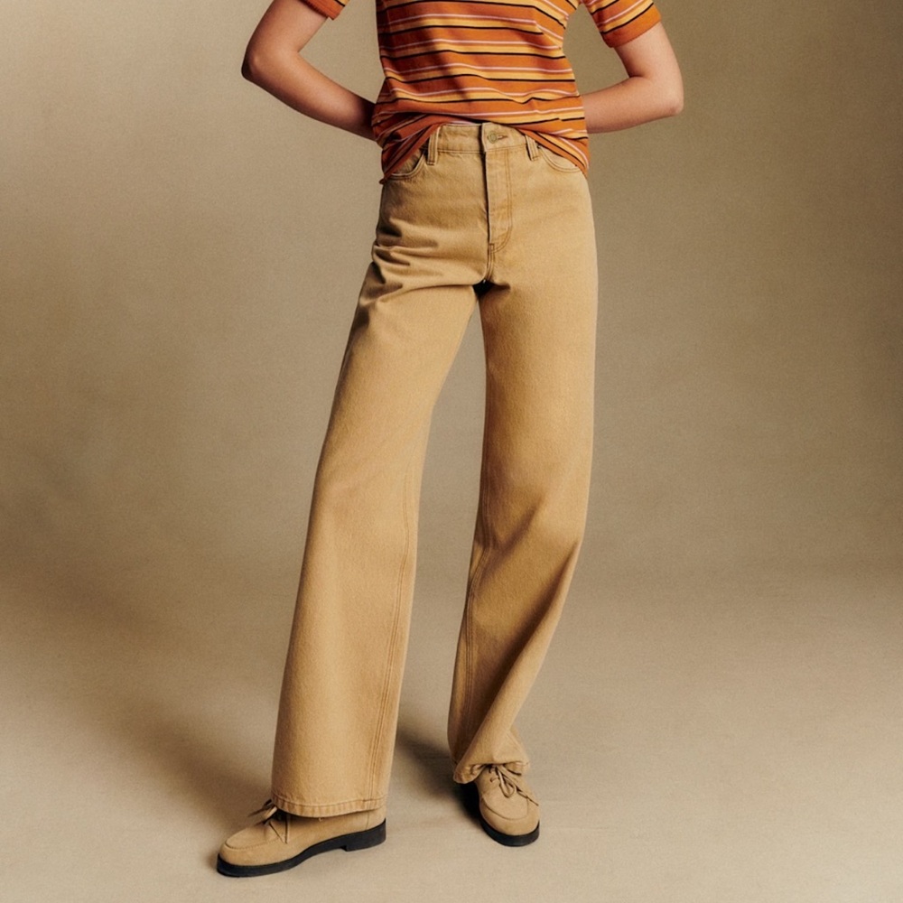 Sezane The Wide Leg Trousers Latte - Size 12